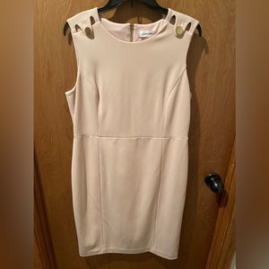 Calvin Klein Light Pink Size 14 Sleeveless Dress w/ Gold Embellishments